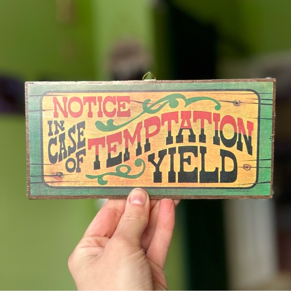 West Silly Western Sign Temptation Yield Wooden Wall Decor Art - Picture 4 of 6